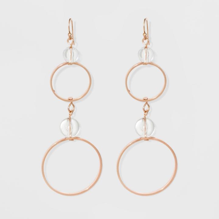 Two Rings And Clear Bead Earrings - A New Day Rose Gold