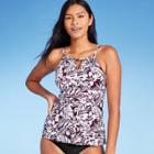 Women's Keyhole High Neck Tankini Top - Kona Sol Atlantic Burgundy