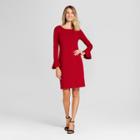 Women's Ruffle Cuff Ponte Sheath Dress - Spenser Jeremy Crimson
