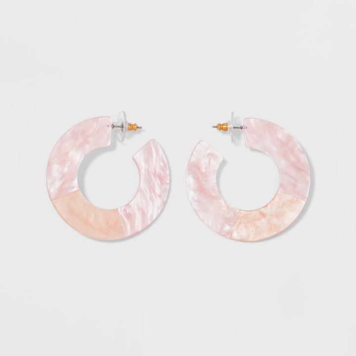 Sugarfix By Baublebar Two-tone Resin Hoop Earrings - Blush Peach, Girl's