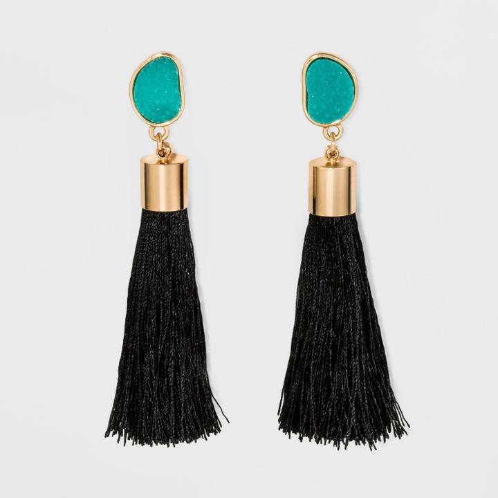 Sugarfix By Baublebar Tassel Drop Druzy Earrings - Black, Girl's