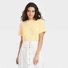 Women's Short Sleeve Linen T-shirt - A New Day Light Yellow