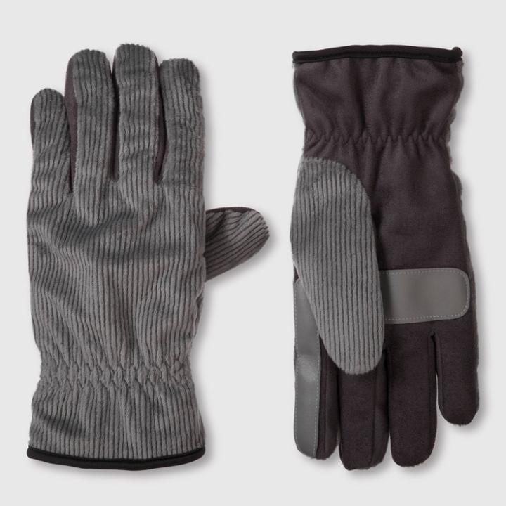 Isotoner Men's Handwear Corduroy Microsuede Palm Gloves - Gray