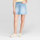 Women's Leg Length Front Button Mini Skirt - Universal Thread Blue