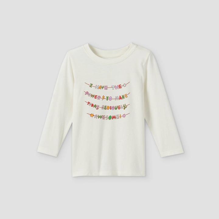 Toddler Boys' 'awesome Power' Graphic Long Sleeve T-shirt - Cat & Jack Cream