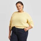 Women's Plus Size Crewneck Textured Pullover Sweater - A New Day Yellow 1x, Women's,