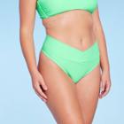 Women's Crossover High Leg Cheeky Mid-rise Bikini Bottom - Wild Fable