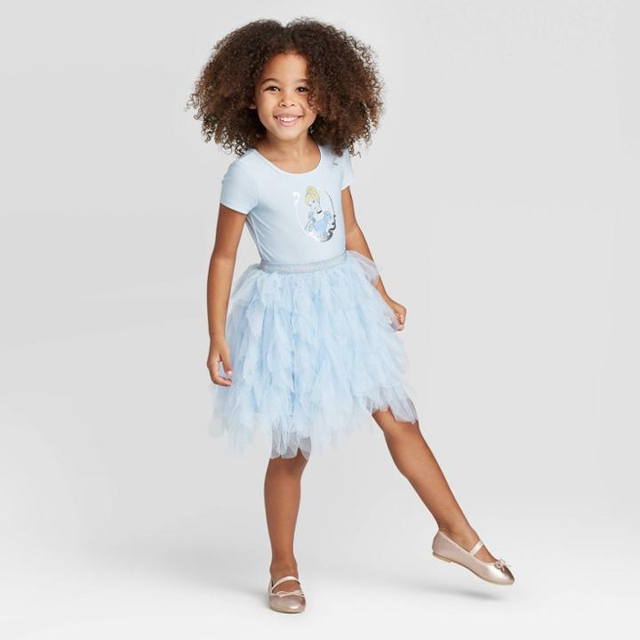 Disney Princess Petitetoddler Girls' Disney Cinderella Short Sleeve Tutu Dress - Blue