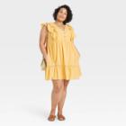 Women's Plus Size Flutter Short Sleeve Dress - Knox Rose Yellow