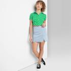 Women's Short Sleeve Button-front Fitted Polo T-shirt - Wild Fable Green Floral