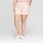 Women's Plus Size 5 Chino Shorts With Comfort Waistband - Ava & Viv Pink