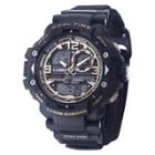 Men's U.s. Army C41 Multifunction Watch By Wrist Armor-black And Gold Dial - Black Nylon Strap,