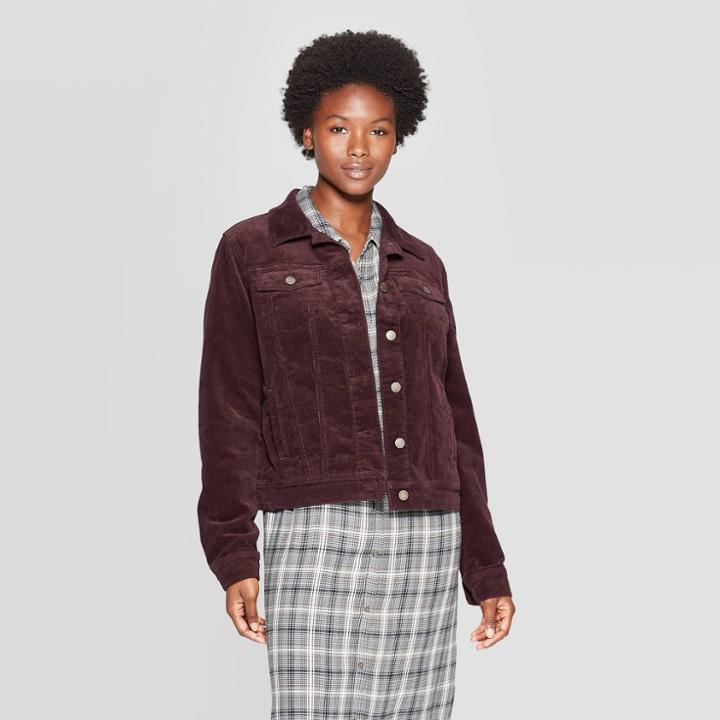 Women's Corduroy Jeans Jacket - Universal Thread Brown M,