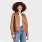 Women's Faux Leather Jacket - Universal Thread Gold