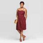Women's Plus Size Sleeveless Halter Neck Button-front Dress - Universal Thread Burgundy (red)