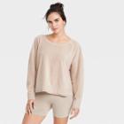 Women's Terry Cloth Open Back Pullover Sweatshirt - Joylab Taupe