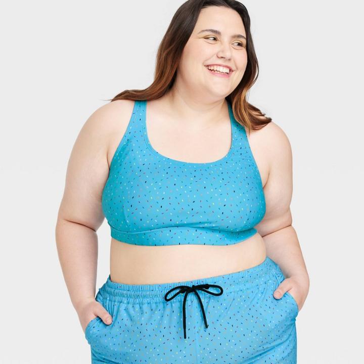 Humankind X Target Pride Adult Plus Size Humankind Swim Top - Blue