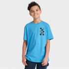 Kids' Pac-man Checkered Short Sleeve Graphic T-shirt - Art Class Bright Blue