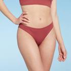 Women's Ribbed Cheeky Bikini Bottom - Shade & Shore Mahogany