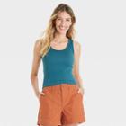Women's Seamless Slim Fit Tank Top - A New Day Teal