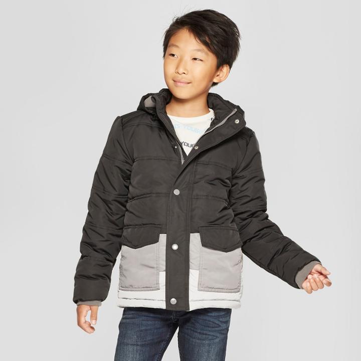 Boys' Bomber Puffer Jacket - Cat & Jack Black