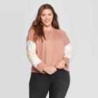 Women's Plus Size Long Sleeve Crewneck Tie Dye Sweatshirt - Universal Thread Brown