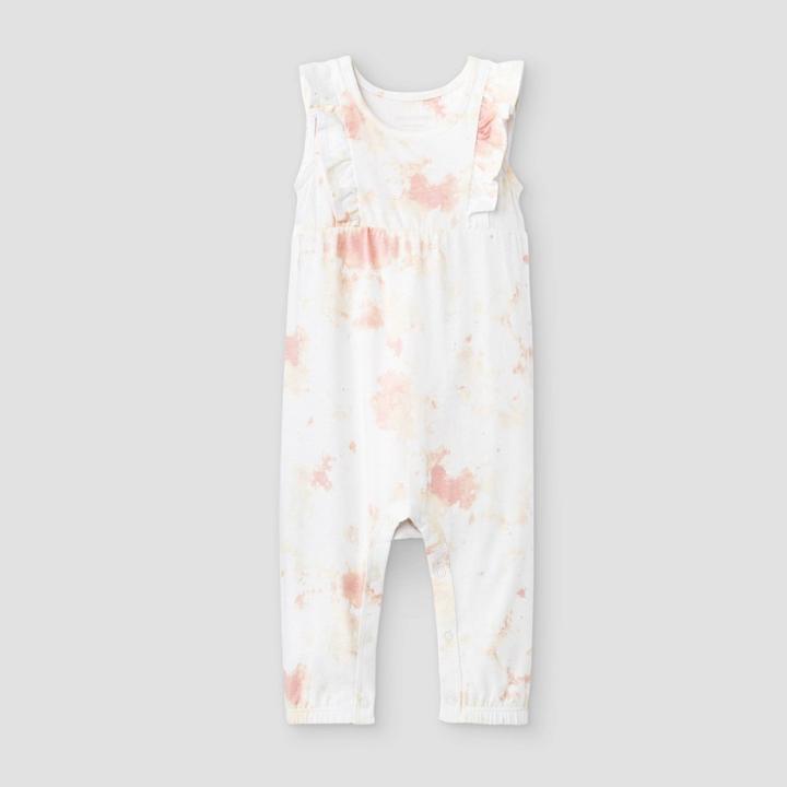 Grayson Mini Baby Girls' Tie-dye Ruffle Shoulder Romper - Pink Newborn