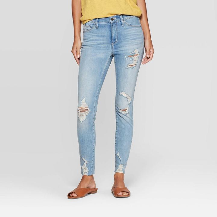 Women's High-rise Distressed Skinny Jeans - Universal Thread Light Wash