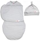 Embe Emb Starter Swaddle Wrap Original And Top Knot Hat Bundle - Gray