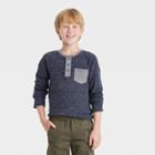 Boys' Long Sleeve Double Knit Henley T-shirt - Cat & Jack Navy