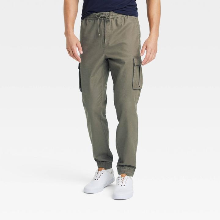 Men's Canvas Cargo Jogger Pants - Goodfellow & Co Olive Green