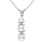 Target Freshwater Cultured Pearls With .015 Ct. T.w. Diamond Accent Pendant Necklace In Sterling