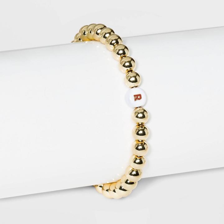 Sugarfix By Baublebar Initial 'r' Stretch Bracelet - Gold