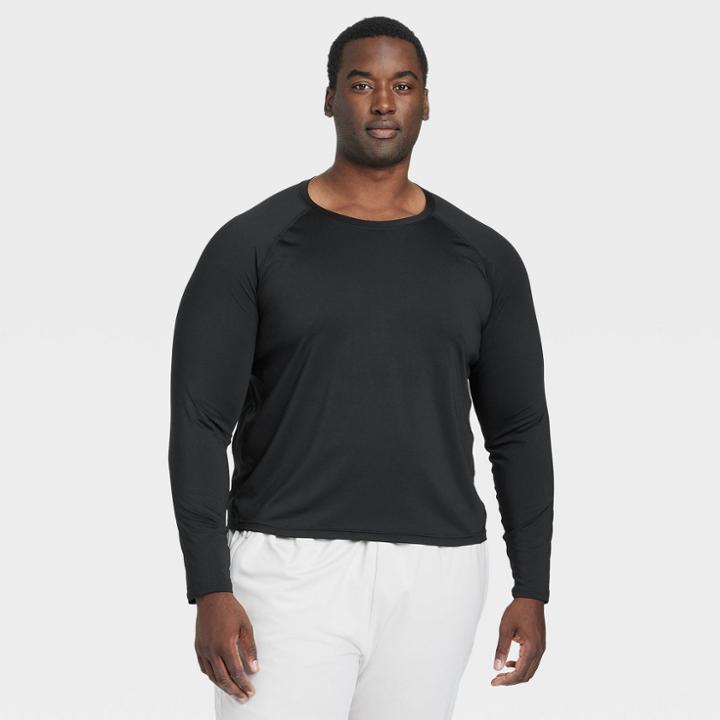 Men's Big & Tall Fitted Long Sleeve Athletic Top - All In Motion Black