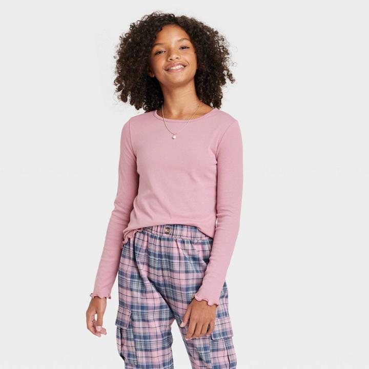 Girls' Long Sleeve T-shirt - Art Class Dusty Pink