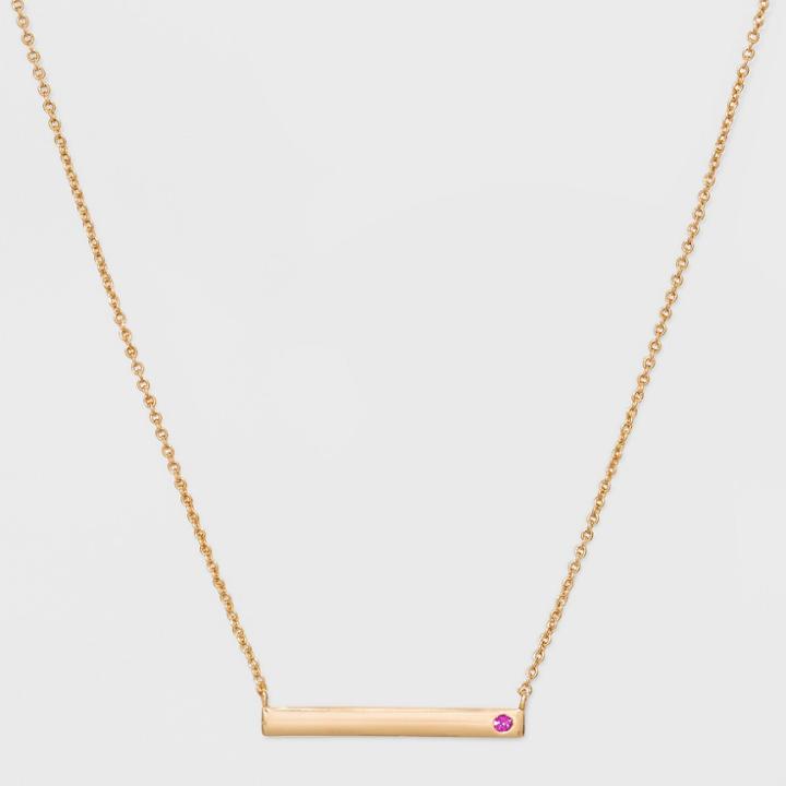 Silver Plated Lab Created Ruby Bar Necklace - A New Day Gold