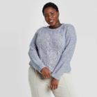 Women's Plus Size Crewneck Cable Knit Pullover Sweater - A New Day Blue