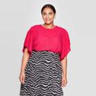 Women's Plus Size Petal Short Sleeve Crewneck Blouse - Who What Wear Pink 1x, Women's,