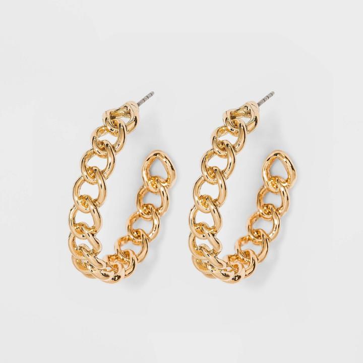 Frozen Chain Hoop Earrings - A New Day Gold