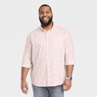 Men's Big & Tall Printed Poplin Long Sleeve Button-down Shirt - Goodfellow & Co Light Pink/shapes