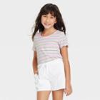 Girls' Rib-knit Printed Short Sleeve Top - Cat & Jack
