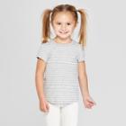 Toddler Girls' Short Sleeve Stripped T-shirt - Cat & Jack Gray