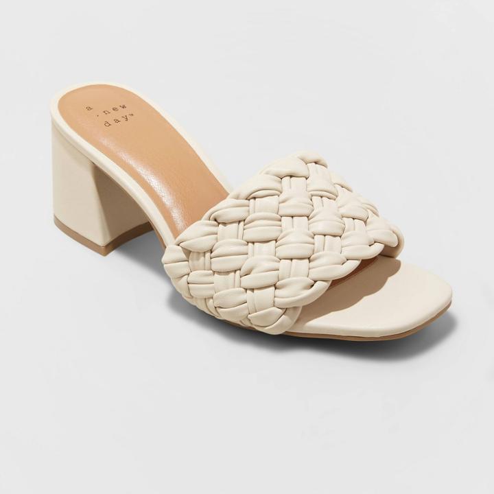 Women's Dorothy Wide Width Slide Heels - A New Day Off-white