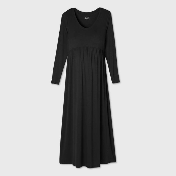 Long Sleeve A-line Maternity Dress - Isabel Maternity By Ingrid & Isabel Black