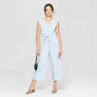 Target Women's Sleeveless Deep V-neck Denim Wide Leg Jumpsuit - Universal Thread