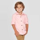 Toddler Boys' Long Sleeve Oxford Button-down Shirt - Cat & Jack Pink 12m, Toddler Boy's