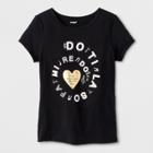 Girls' Adaptive Short Sleeve Music Graphic T-shirt - Cat & Jack Black