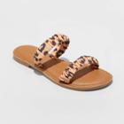 Women's Willow Leopard Print Two Band Scrunched Sandals - Universal Thread Brown
