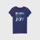 Girls' Short Sleeve 'bring The Joy' Graphic T-shirt - Cat & Jack Navy