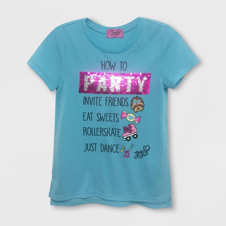 Nickelodeon Girls' Jojo Siwa Flip Sequin Short Sleeve T-shirt - Turquoise Heather